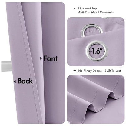 MIULEE Baby Pink Blackout Curtains for Bedroom Living Room 63 Inches Long 2 Panels, Thermal Insulated Room Darkening Drapes Solid Grommet Noise Reduction Light Blocking Window Treatments 50x63 Inch