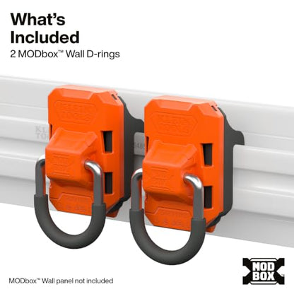 MODbox Wall D-Rings - 2-Pack Heavy-Duty Tie-Down Anchors for Garage & Trailer