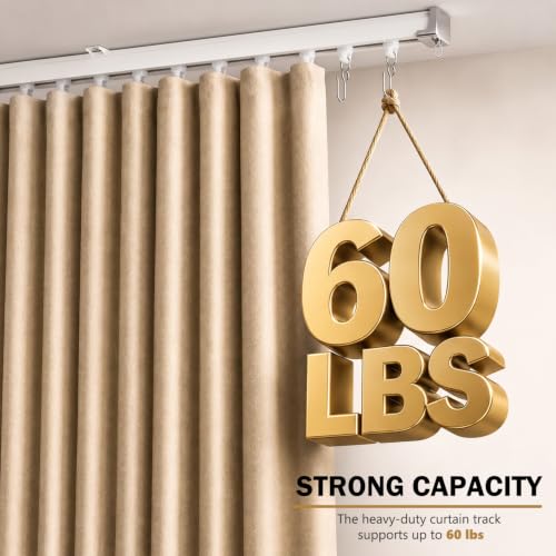 Ceiling Curtain Track 6ft-9ft Heavy Duty Room Divider Aluminum Support