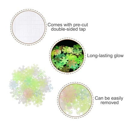 Glow in The Dark Snowflake Wall Stickers - Fluorescent Decorative Murals for Bedroom & Home Decor
