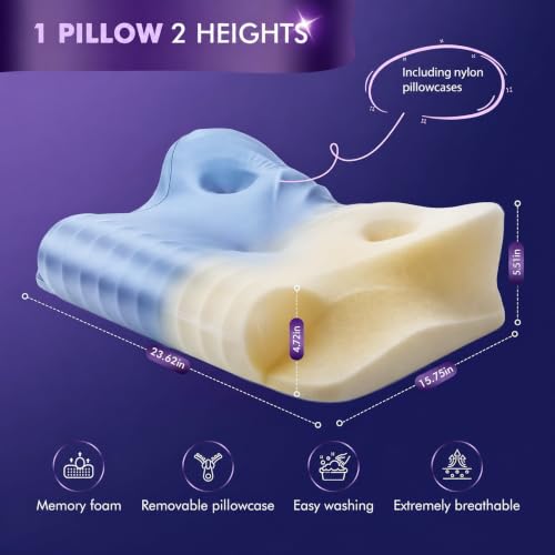 Cooling Memory Foam Neck Pillow for Support and Pain Relief