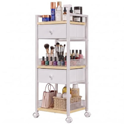 Flycity Rolling Makeup Organizer Cart with Drawers - Milky White