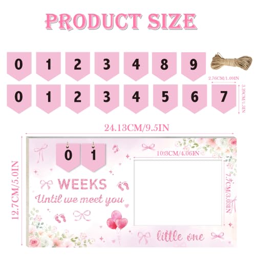 Pregnancy Ultrasound Picture Frame with Pink Bow & Countdown - Keepsake