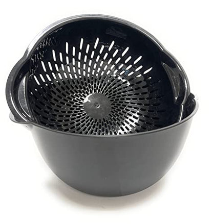 Mintra Home Mixing Bowl with Colander/Strainer 2 Piece (Large 4.5L, Black)