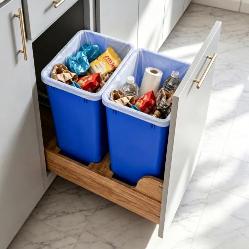 35QT Slim Kitchen Trash Can - Space-Saving Waste Bin, 2 Pack