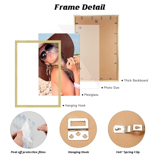Gold 24x36 Frame Set of 3 - Vintage Poster Wall Gallery Display, Plexiglass