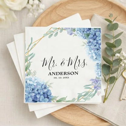 Personalized Wedding Napkins - Custom Elegant Reception Decor DS 03