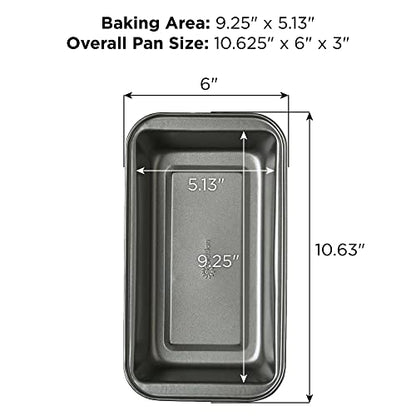 Ecolution Bakeins Large Loaf Pan – PFOA, BPA, and PTFE Free Non-Stick Coating – Heavy Duty Carbon Steel – Dishwasher Safe – Gray – 9.25” x 5.125” x 2.75”