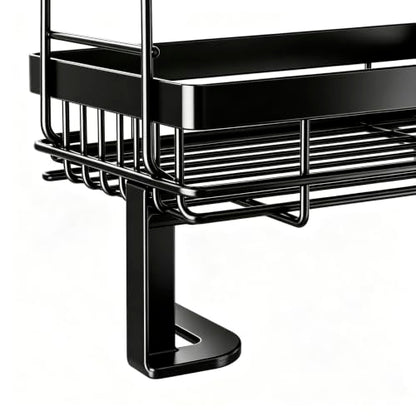 Over The Toilet Shelf Bathroom Organizer No-Drill Black Storage Rack