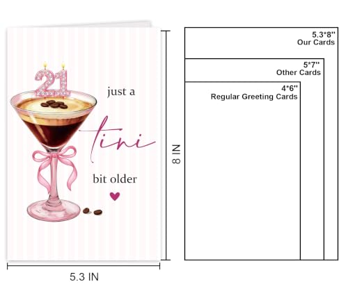 White 21st Birthday Card for Women Her - Funny Martini Themed Celebration