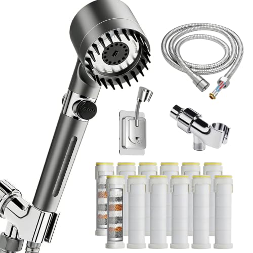 Filtered Handheld Shower Head with High Pressure & Gray Finish