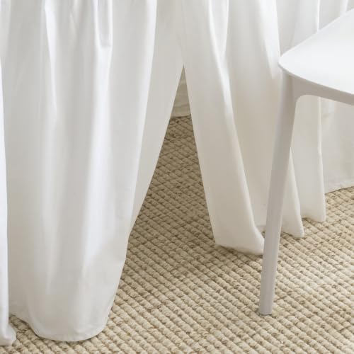 Corner Pleated Cotton Desk Skirt - White, 42 Inch Length with Elastic Fit