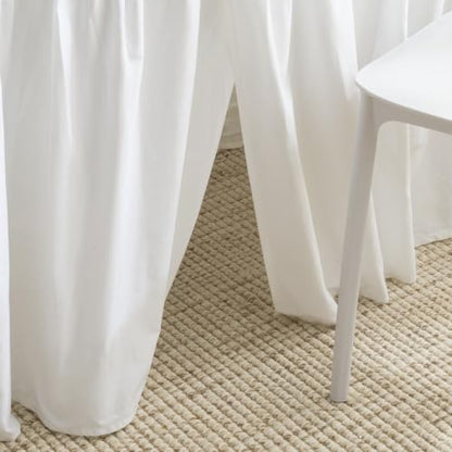 Corner Pleated Cotton Desk Skirt - White, 42 Inch Length with Elastic Fit