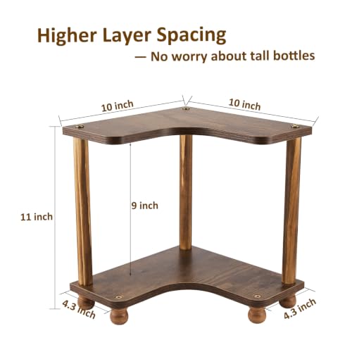 Corner Bathroom Counter Organizer 2-Tier Wood Vanity Shelf - Space Saving