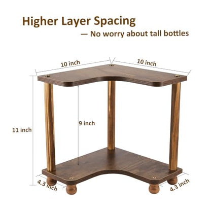 Corner Bathroom Counter Organizer 2-Tier Wood Vanity Shelf - Space Saving