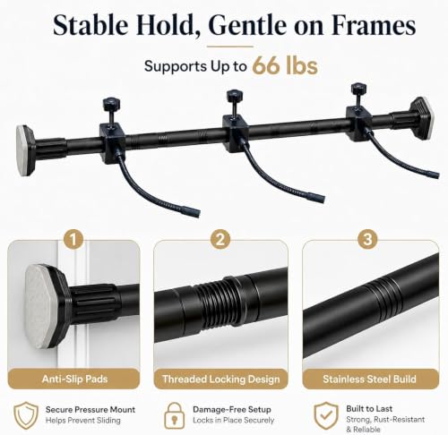 Adjustable Garland Hanger for Door Frame No Hardware No Drill Biviting B / L-31.5-80.7"