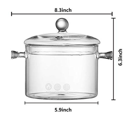 1.5L Glass Saucepan with Cover - Pack of 2, Heat-Resistant Cookware