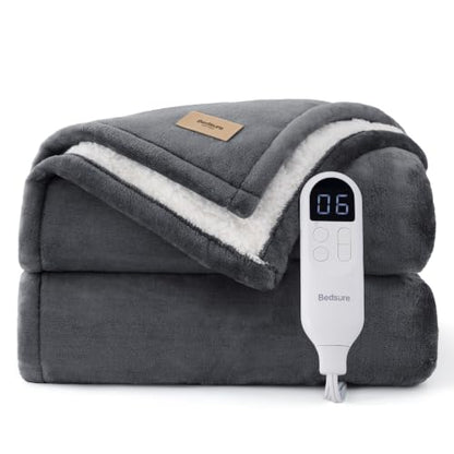 Bedsure HeatX Electric Throw Blanket with Preheat - Grey, 01 - Throw