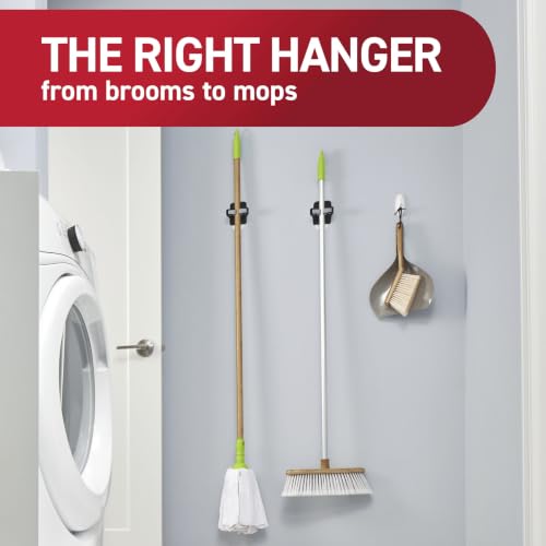 Large Black Broom Grippers with Strips - Damage-Free Wall Mount Storage