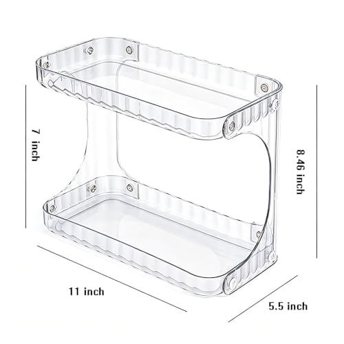 Small Bathroom Counter Organizer with 2 Layers, Waterproof Makeup and Skincare Storage Shelf