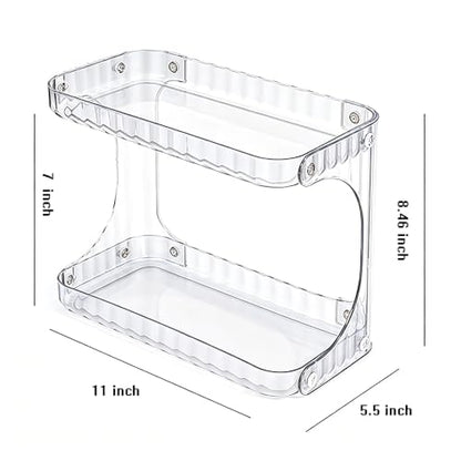 Small Bathroom Counter Organizer with 2 Layers, Waterproof Makeup and Skincare Storage Shelf