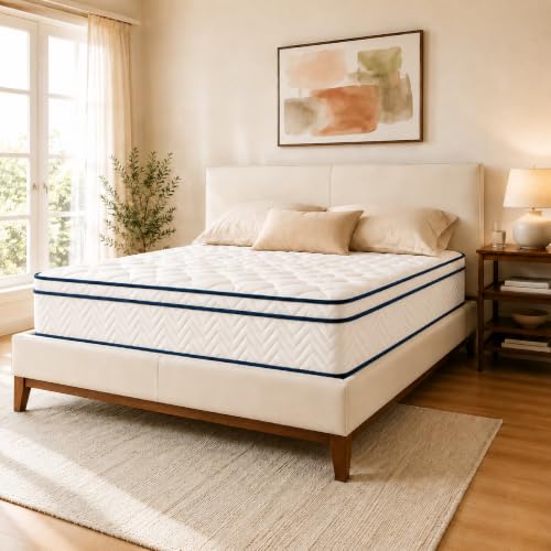 12 Inch Queen Size Hybrid Mattress in a Box - Memory Foam & Pocket Springs, Medium Plush