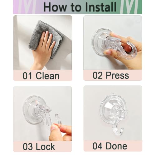 4 Pack Suction Cup Wreath Hooks for Front Door, Glass, Window, No Tools