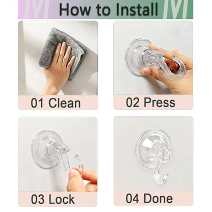 4 Pack Suction Cup Wreath Hooks for Front Door, Glass, Window, No Tools