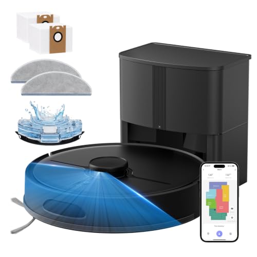Robot Vacuum and Mop with Self-Empty Station 8000Pa Deep Black