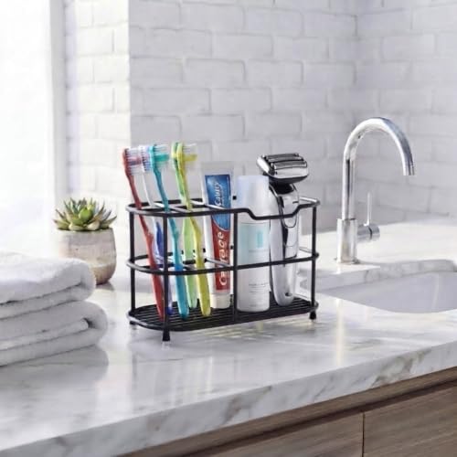 Large Matte Black Bathroom Toothbrush Holder - 6.9 Inch