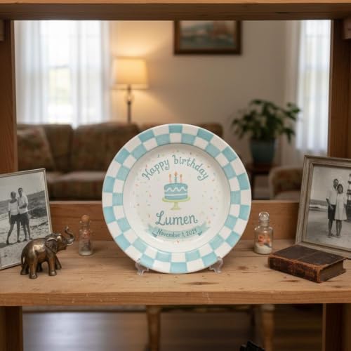 Personalized Ceramic Birthday Plate for Boy - Multi 5 - Custom Keepsake Gift for Milestones