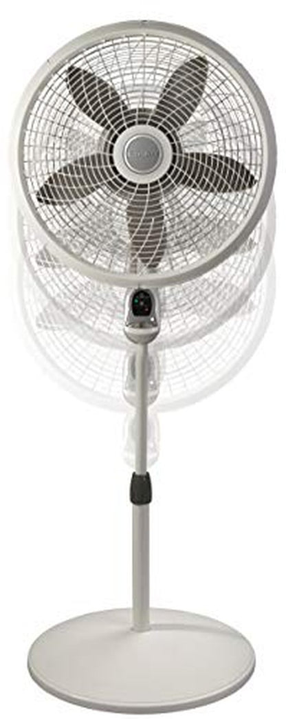 Lasko Cyclone Pedestal Fan, Adjustable Height, Remote Control, Timer, 3 Speeds, for Bedroom, Kitchen, Office and Living Room, 18", White, 1885, Large