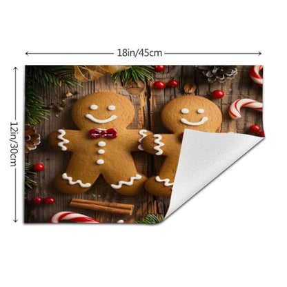 Christmas Gingerbread Men PVC Placemats Set of 6 - Heat Resistant Non-Slip Holiday Table Decor - Placemat44
