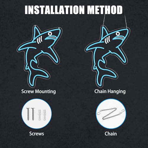 Shark Neon Sign Dimmable LED Wall Light - Ice Blue Ocean Decor
