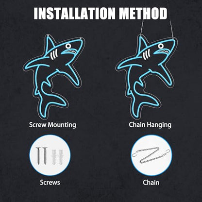 Shark Neon Sign Dimmable LED Wall Light - Ice Blue Ocean Decor