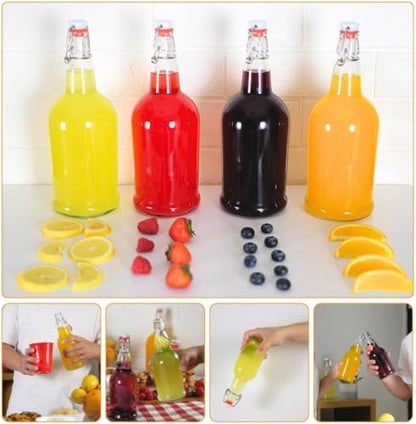 FastRack 33oz Clear Glass Swing Top Bottle - Pack of 1, Regular Flip Top