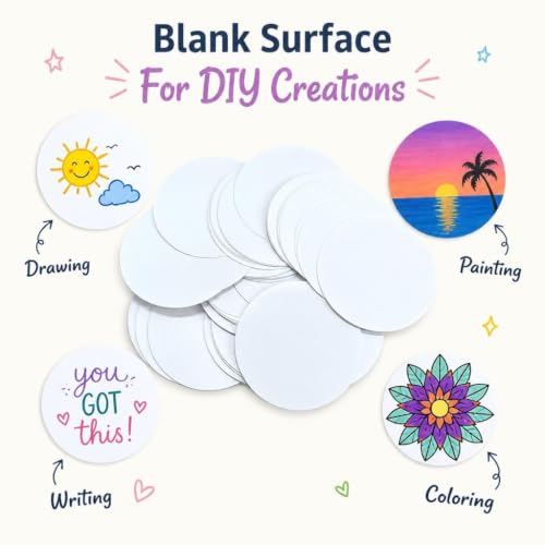 25mm Round Cardboard Paper Circles - 100 DIY Craft Discs for Drawing Painting