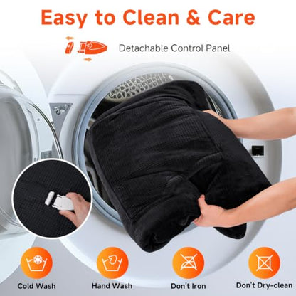 Wearable Heated Blanket with Foot Pocket - Grey 50x70 Inches