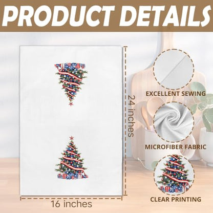 Patriotic Christmas Tree Kitchen Towels Set of 2 - Color 15