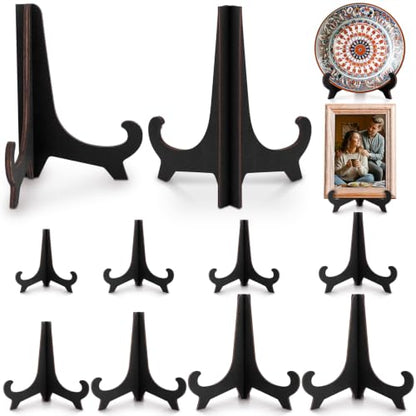 Black Wooden Plate Display Stands 8 Pack for 5-10 Inch Holders