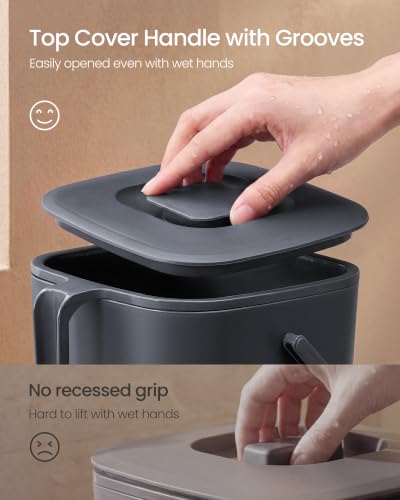 Dark Gray 1-Gallon Compost Bin with Strainer Basket for Kitchen Countertop
