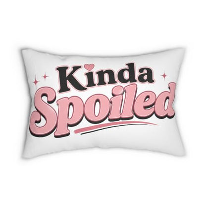 20x14 Inch Kinda Spoiled Lumbar Pillow Pink Retro Script Throw Cushion