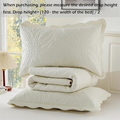 Oversize King Bedspread 120x120 Cream - Modern Pattern Lightweight Quilt Set