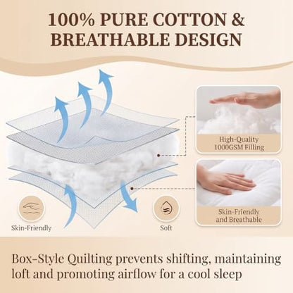 Queen Quilted 1500GSM Luxe Mattress Topper - Plush Cooling Support