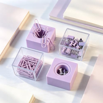 Large Capacity Magnetic Paper Clip Dispenser Organizer - Purple