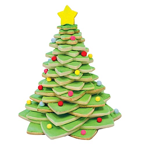3-D Christmas Tree Cookie Cutter Set - Star Shaped Stackable Holiday Baking