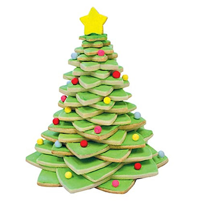 3-D Christmas Tree Cookie Cutter Set - Star Shaped Stackable Holiday Baking