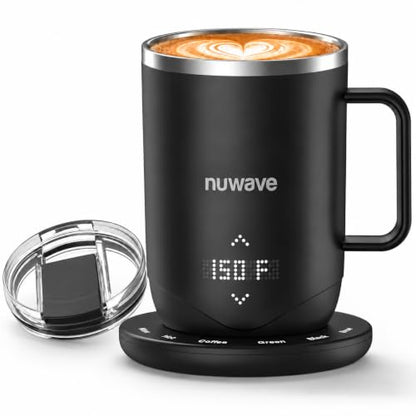 Nuwave Heated Coffee Mug 16oz Rechargeable Temperature Control - Midnight Black