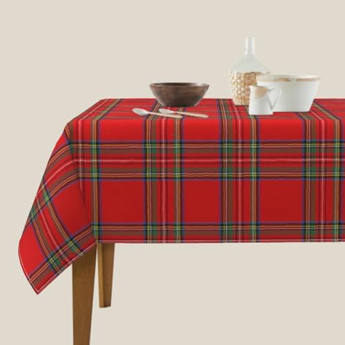 Christmas Red Green Buffalo Plaid 54x54 Inch Square Tablecloth - Washable & Stain-Resistant Home Decor