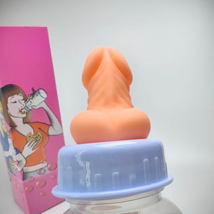Funny Bottle with Penis Cap JJ - Bachelor Party Gag Gift, Cheeky Can Cover